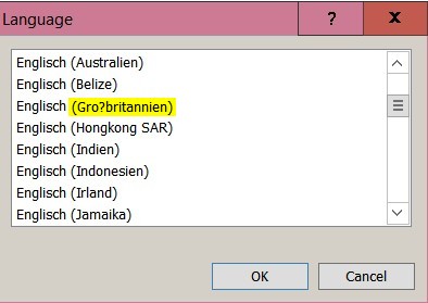 Instead of the correct letter &quot;ß&quot; there is a question mark:
<br />&quot;Gro?britannien&quot; should be &quot;Großbritannien&quot;