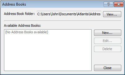 The 'Address Books' dialog