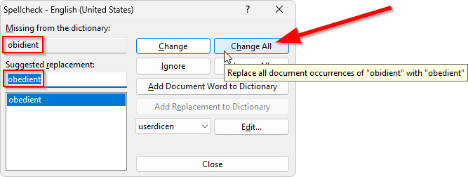 The 'Change All' button