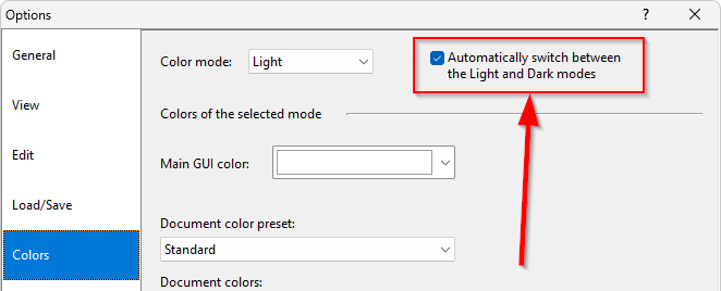 Automatically switch between the Light and Dark modes