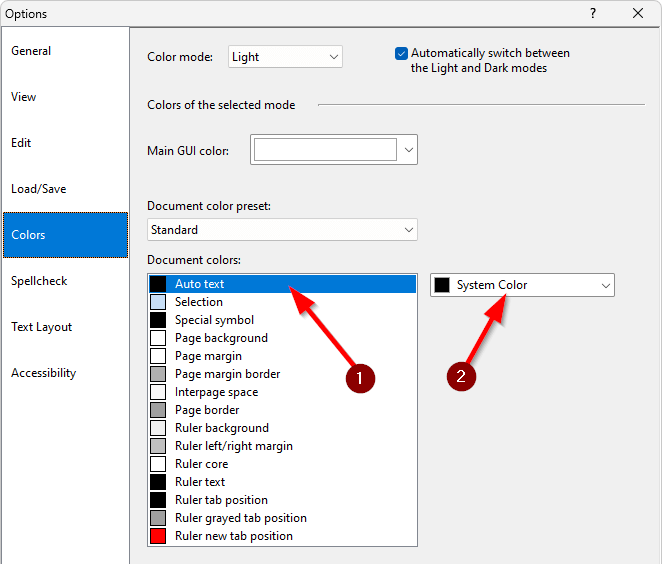 Changing individual document colors
