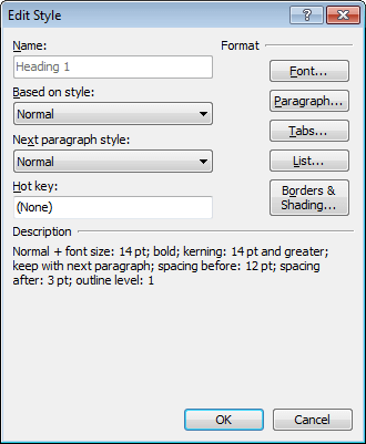 The 'Edit Style' dialog