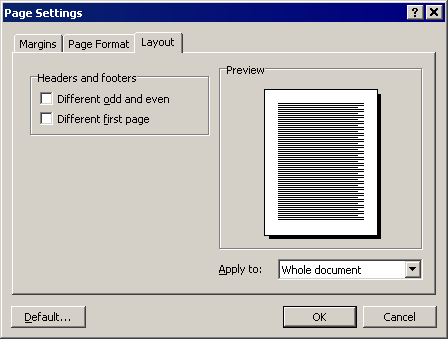 Page settings