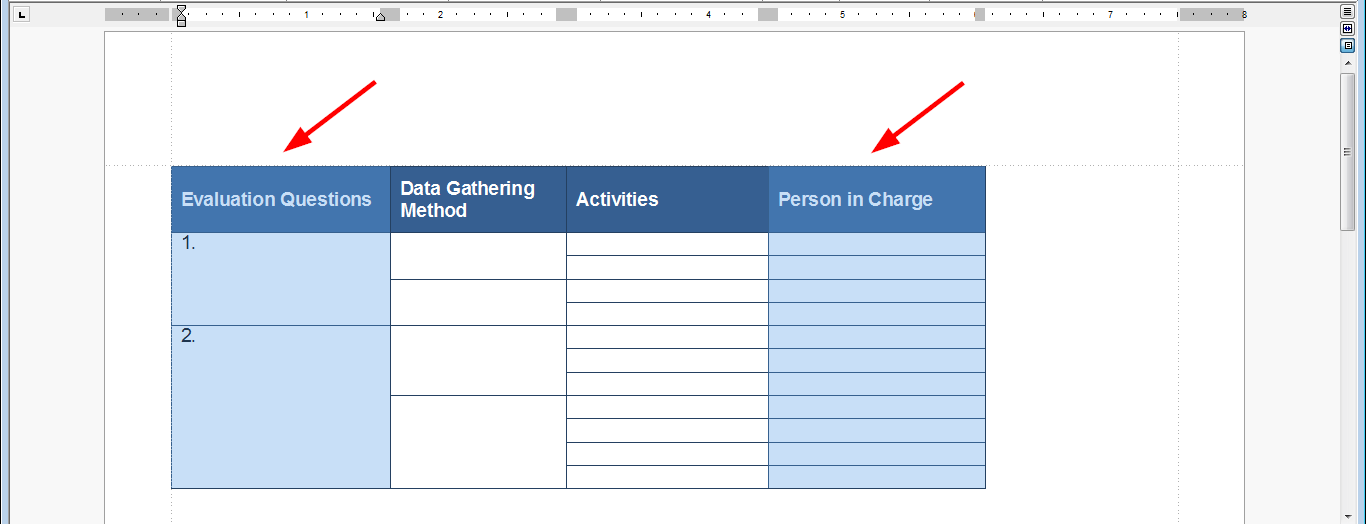Noncontinuous group of columns selected
