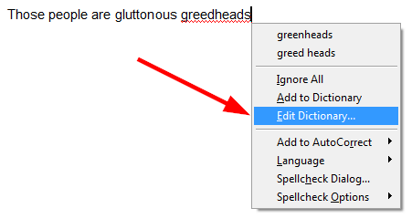 Edit dictionary