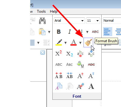 The 'Format Brush' toolbar button