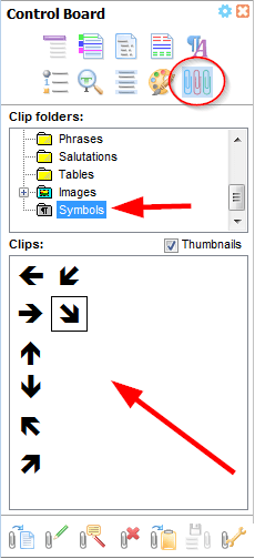 The 'Symbols' folder of the Clip Library