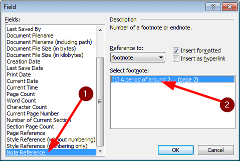 The 'Field' dialog