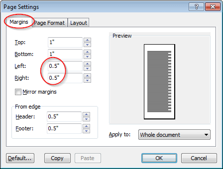 Page margins