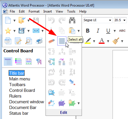 The 'Select all' toolbar button