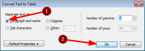 Convert text to table