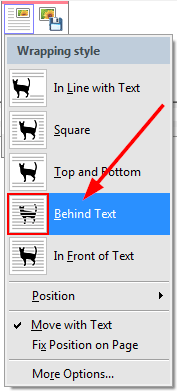 'Behind text' wrapping style