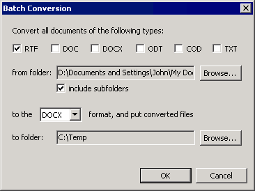 Batch conversion