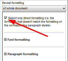 Report only direct formatting
