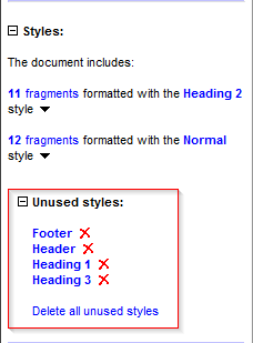 Unused styles