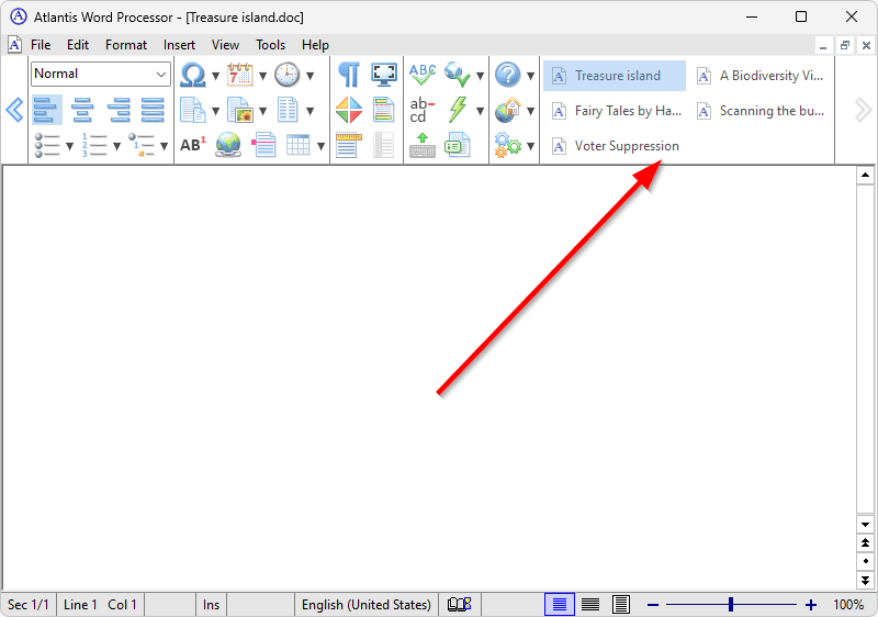 Document Bar embedded in toolbars