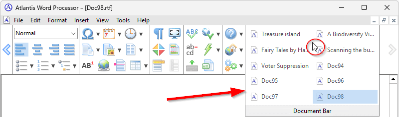 Embedded Document Bar flyout