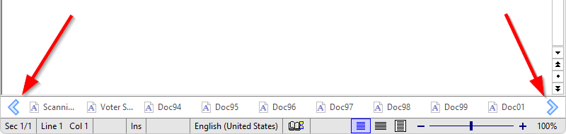 Document Bar scroll buttons
