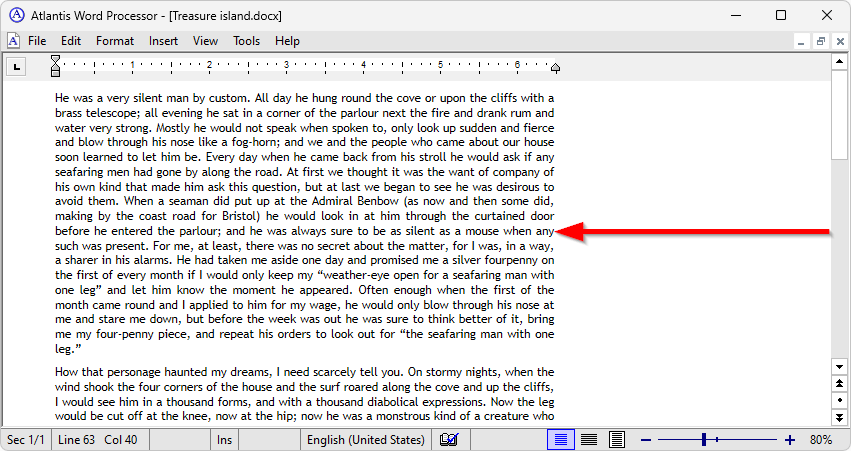 Left-aligned Draft view