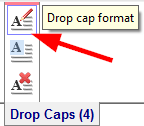 The 'Drop cap format' button