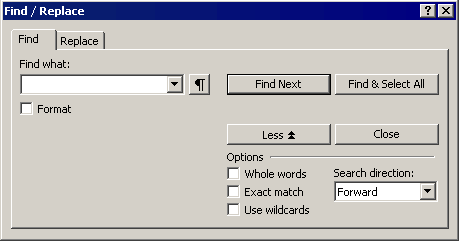 The 'Find / Replace' dialog