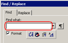 Searching for formatting