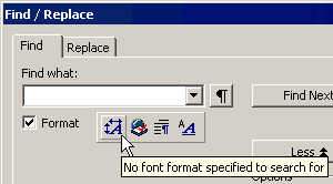 Searching for formatting