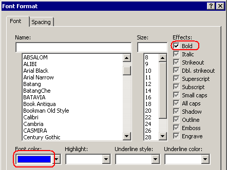 Searching for formatting