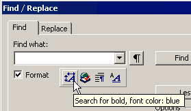 Searching for formatting