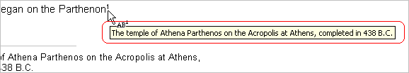 Note tooltip