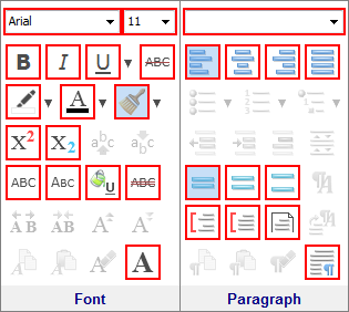 Red-framed buttons