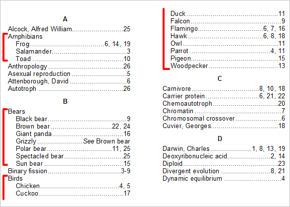 Multilevel index