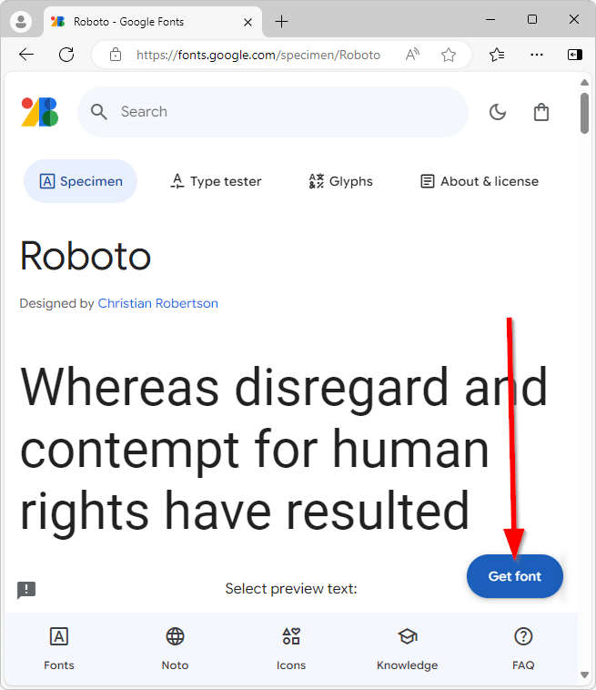 Downloading the font