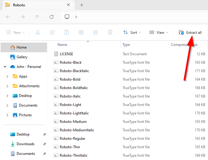 Unpacking the font files