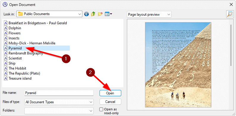 Opening a document