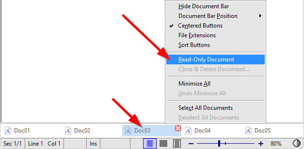 The 'Read-Only Document' menu command