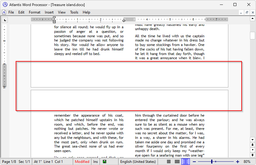 Show space between pages