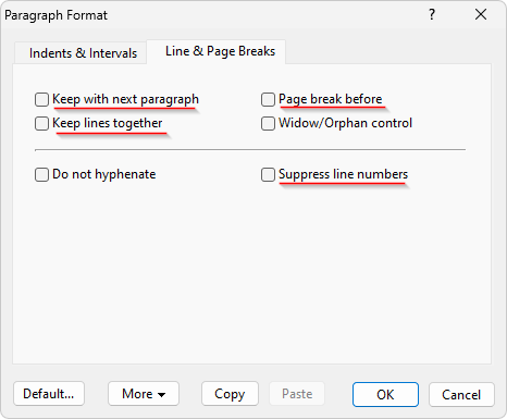 Paragraph attributes enabling paragraph formatting marks