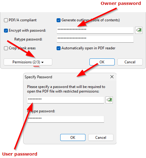 Two PDF passwords
