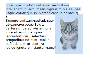 A floating picture selected with the host paragraph