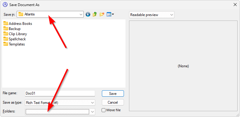 Choosing where to save document