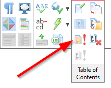 Context 'Table of contents' toolbar