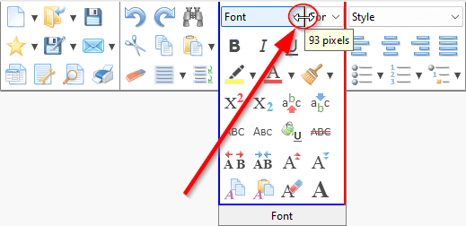 Resizing combo box