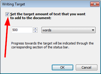 the 'Set the target amount ...' box