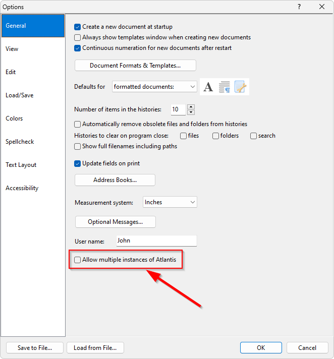 The 'Allow multiples instances of Atlantis' option