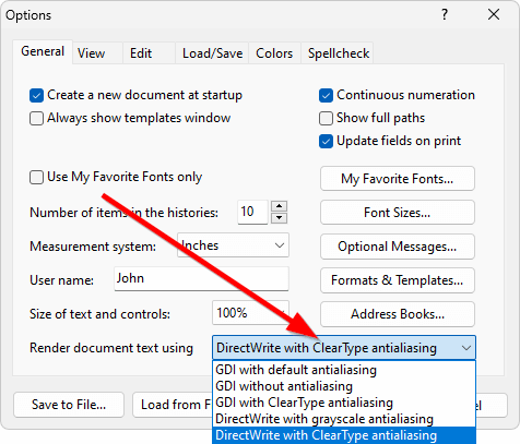 New text rendering options