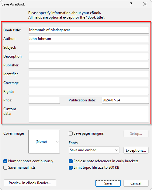 eBook metadata