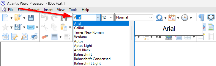 Autocomplete for the 'Font' box