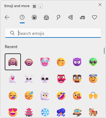The emoji panel in Windows