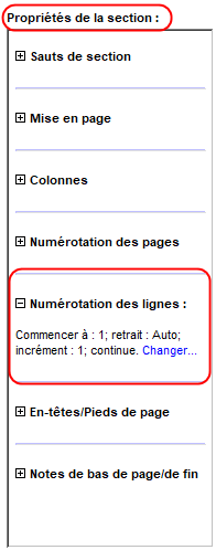 Numéros de lignes